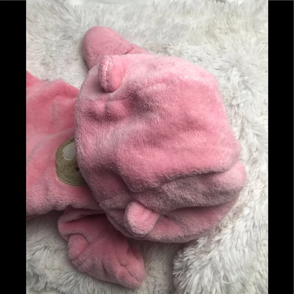 SMALL WONDERS 12M pink faux fur bear bunting suit